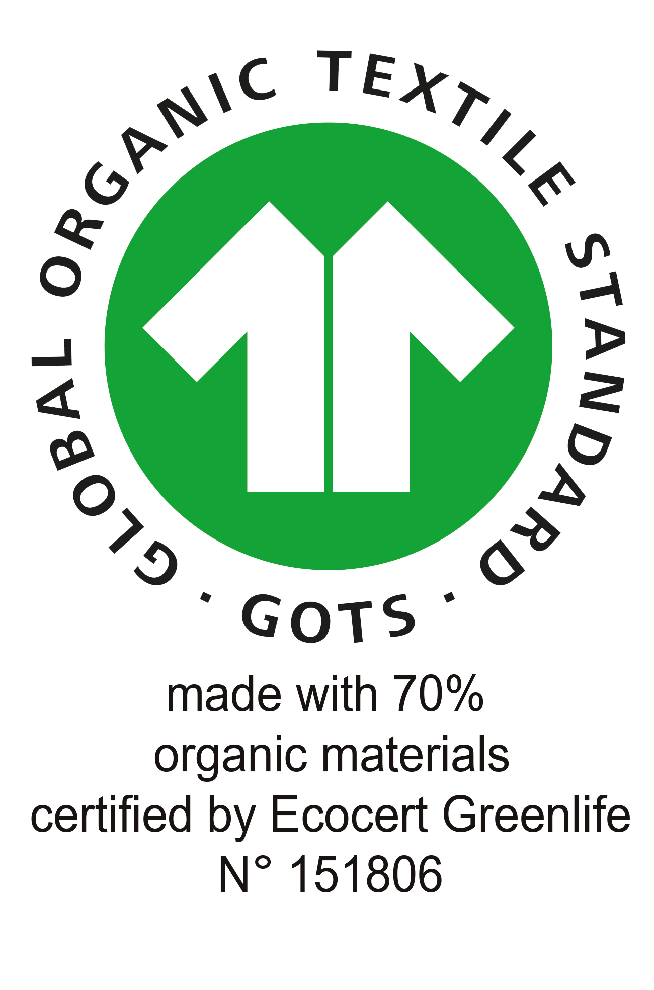 70% organic certified by Ecocert Greenlife N° 151806