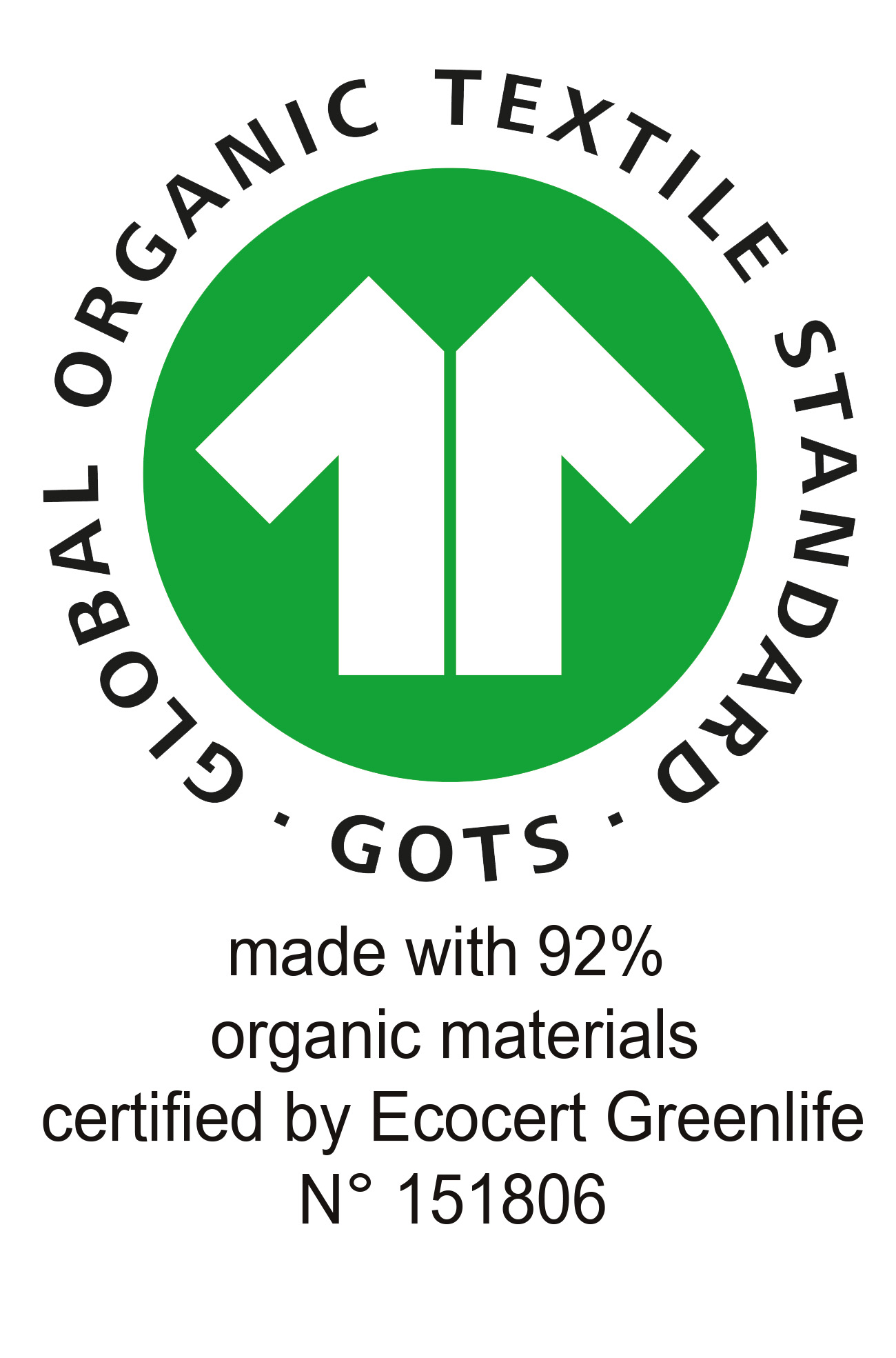 92% organic certified by Ecocert Greenlife N° 151806